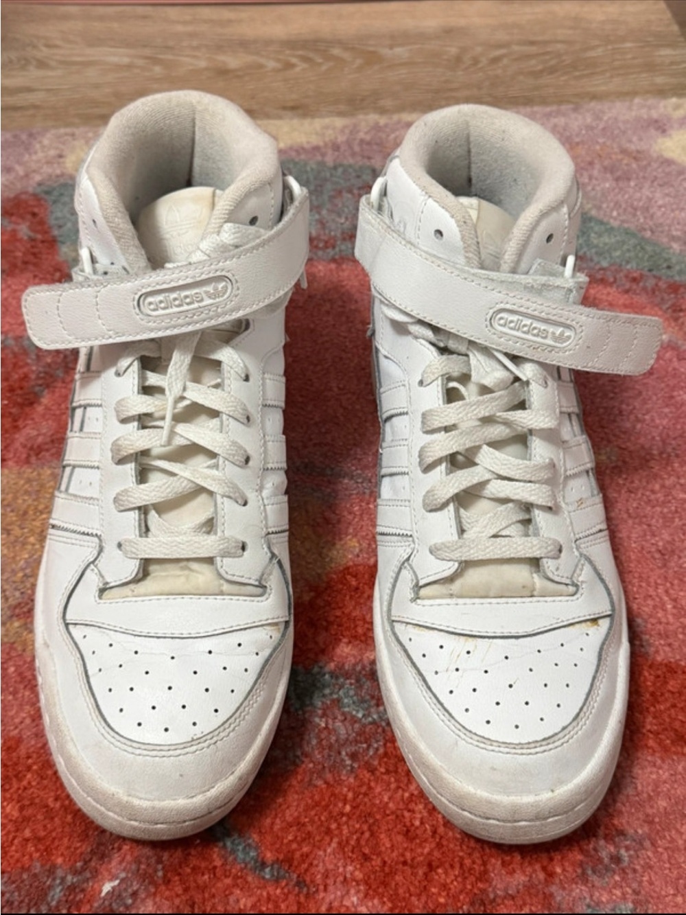 adidas Kids White High-Top Strap Sneakers